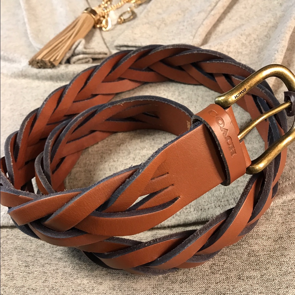 Coach Brown Braided Leather Belt
